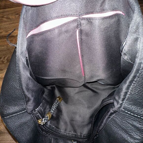 THE Sak Collective Sienna Leather Black Medium Shopper Satchel Bag EUC - Picture 4 of 7